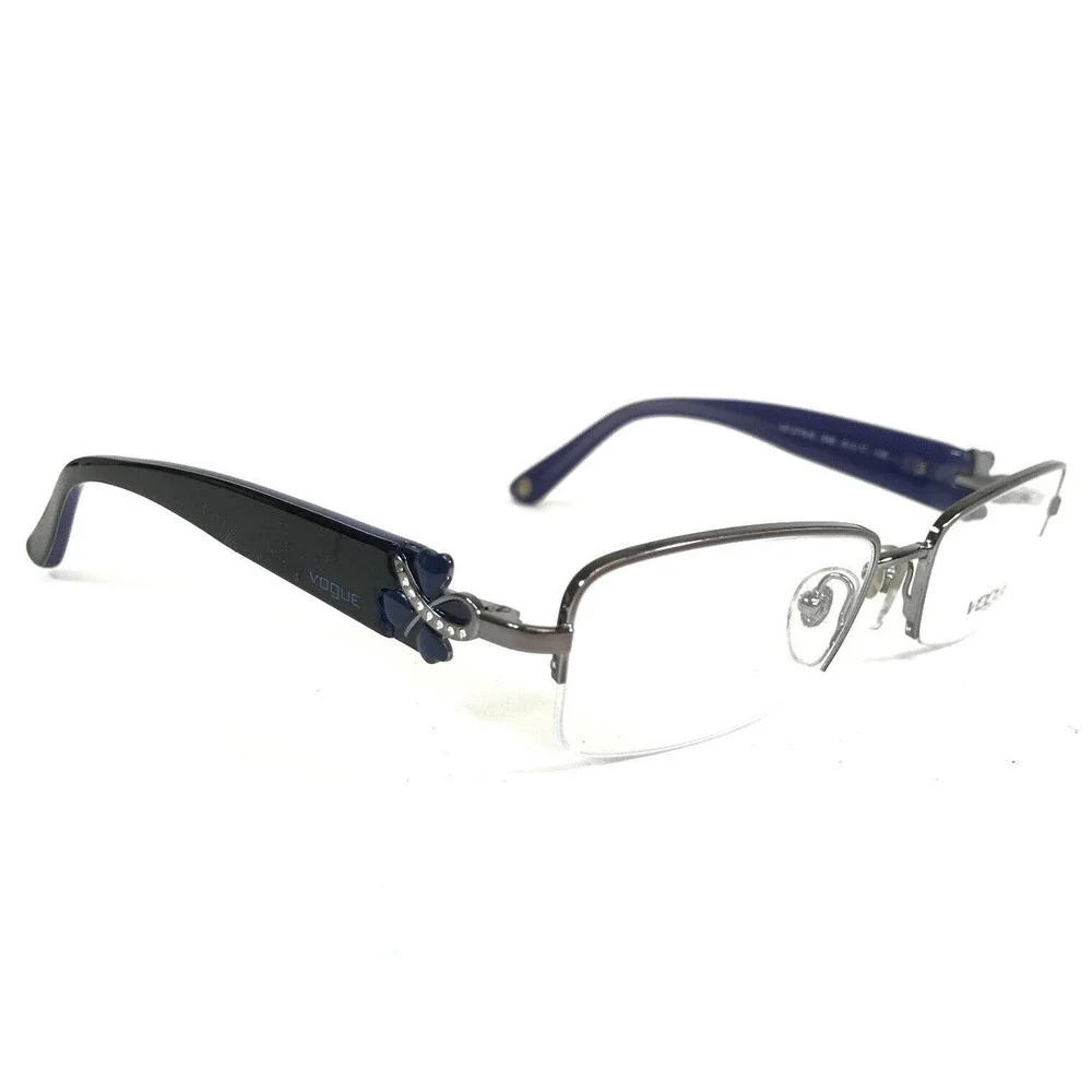 Vogue Eyeglasses Frames VO3779-B 548 Blue Silver Bows Crystals 51-17-135